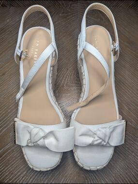 Ted Baker Cream Bow Espadrille Wedge Sandals